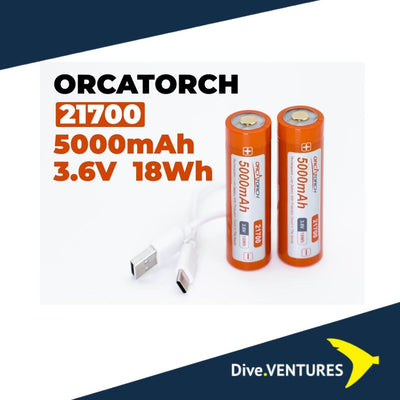 OrcaTorch 21700 USB-c Battery 5000mah