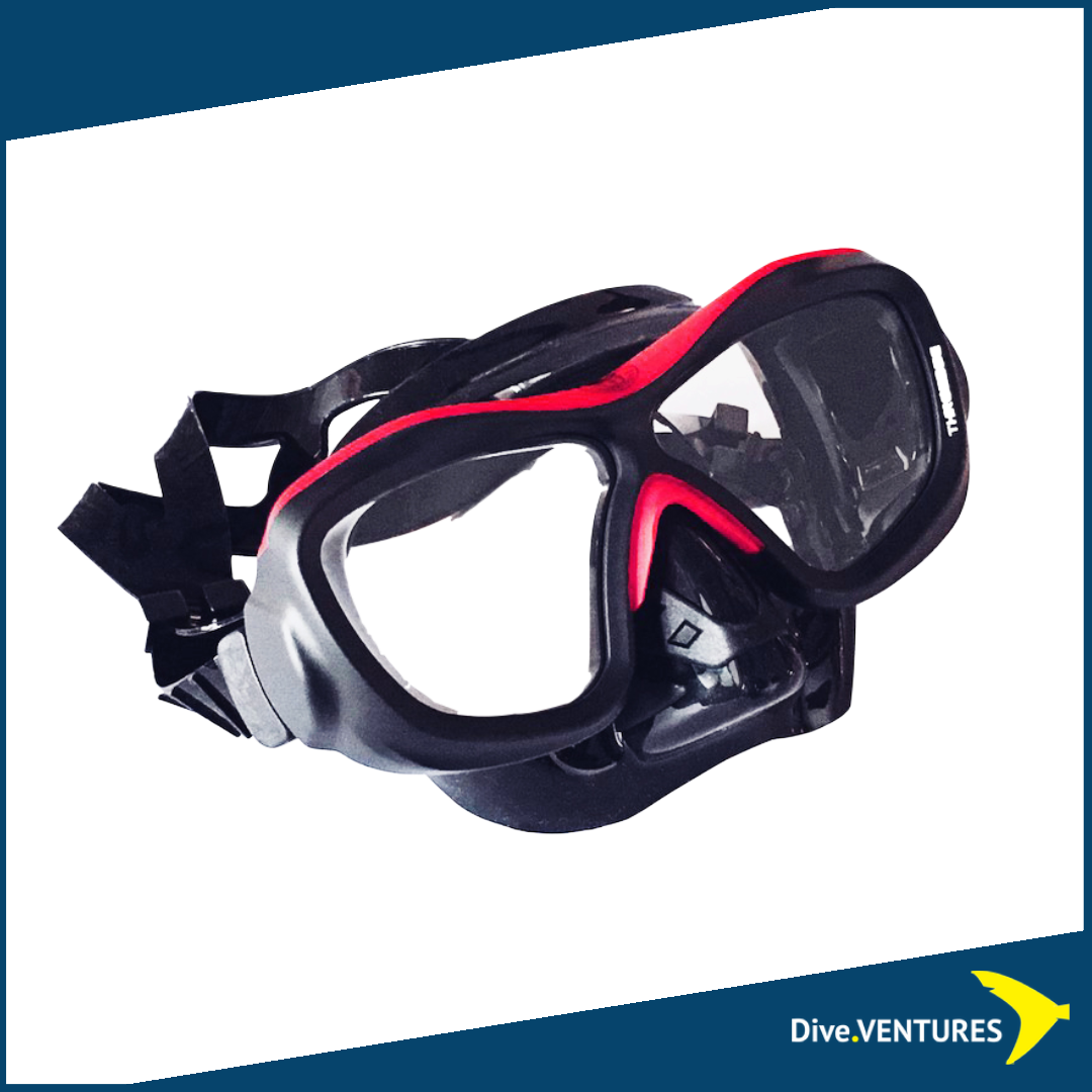 Poseidon Three Dee ( 3D) Scuba Diving Mask Black and Red | Dive.VENTURES