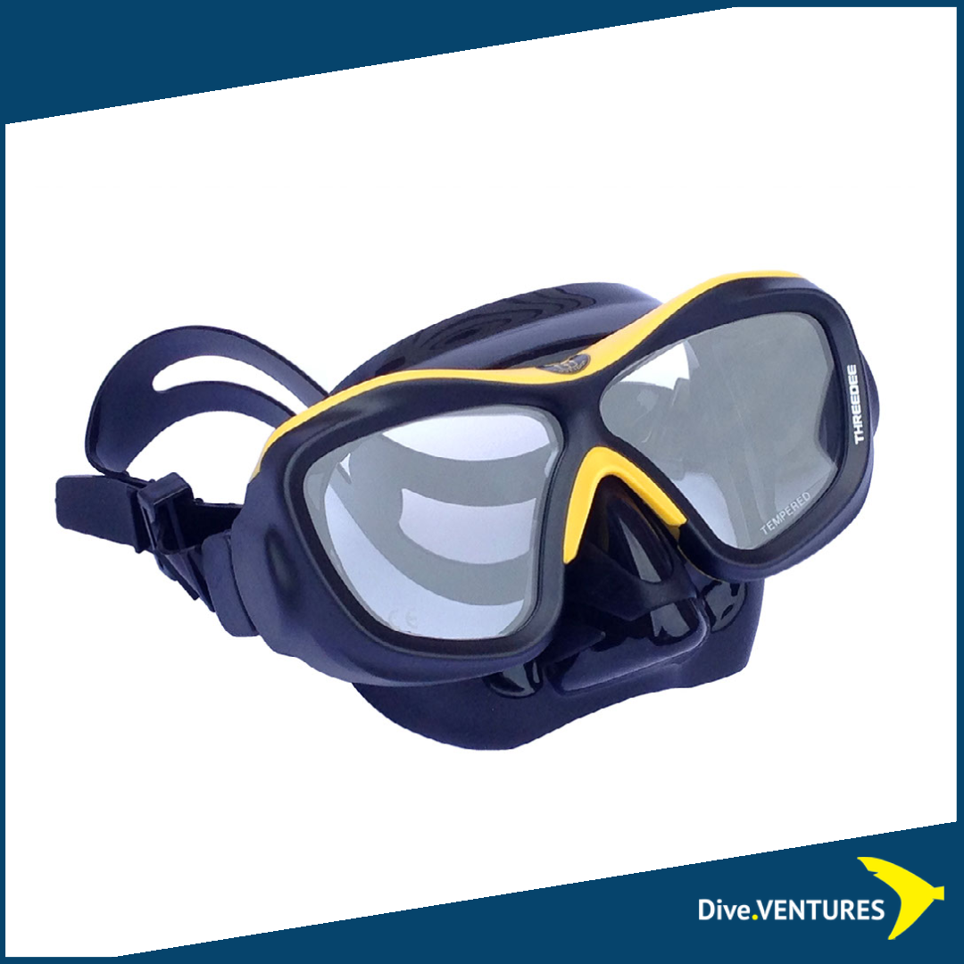 Poseidon Three Dee ( 3D) Scuba Diving Mask Black and Yellow | Dive.VENTURES