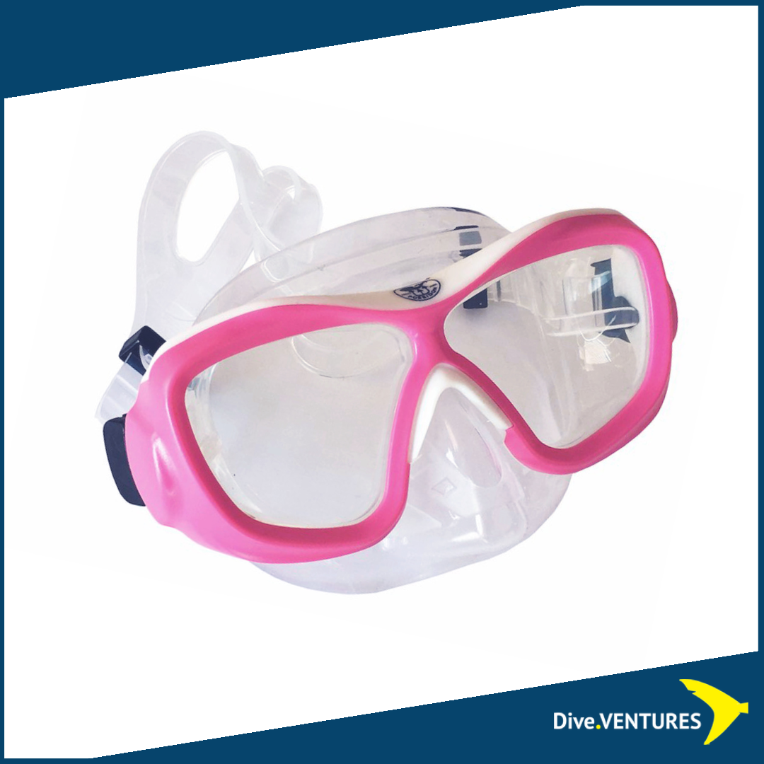 Poseidon Three Dee ( 3D) Scuba Diving Mask Black and Pink Clear | Dive.VENTURES