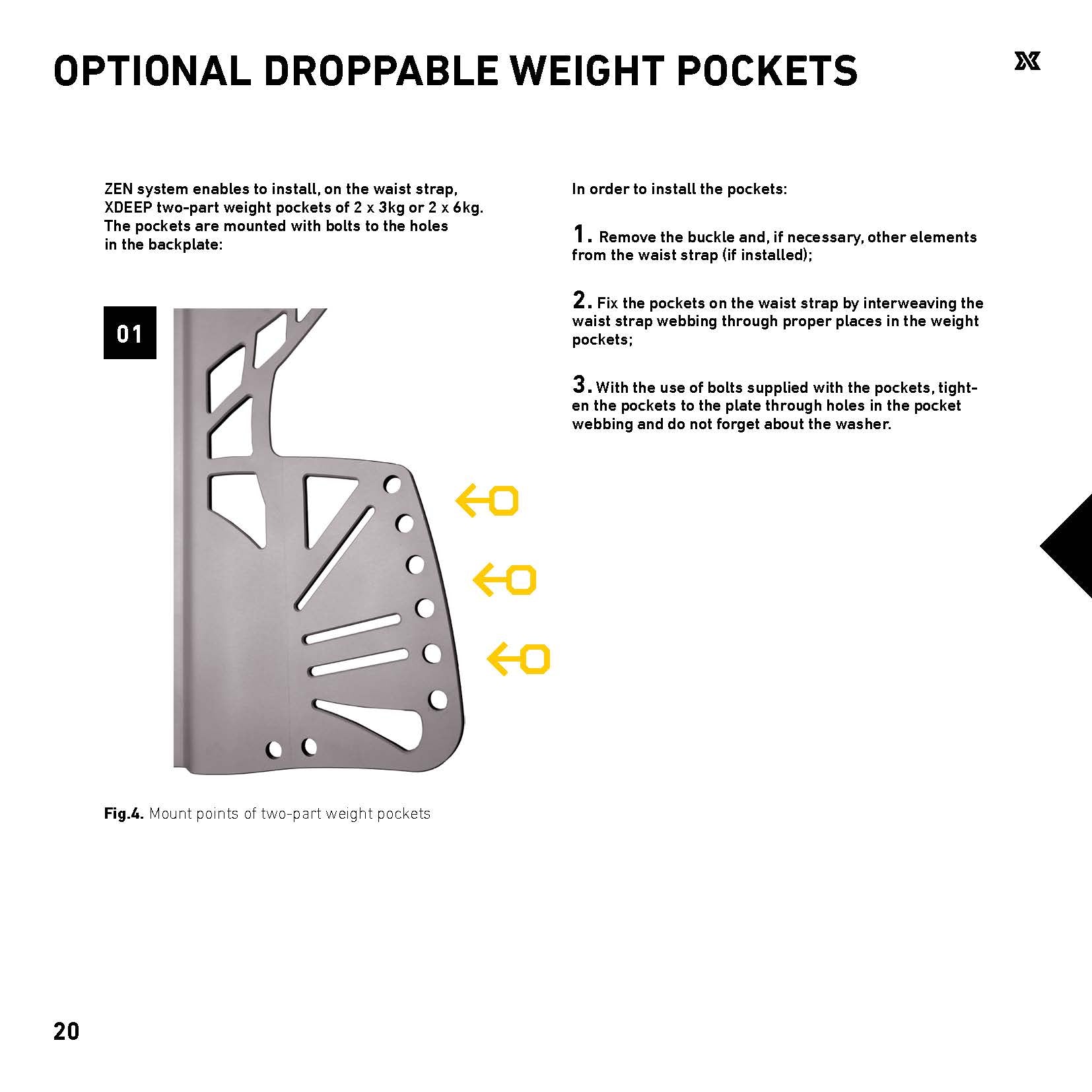 XDeep Zen Standard Backplate Droppable Weight Pockets | Dive.VENTURES
