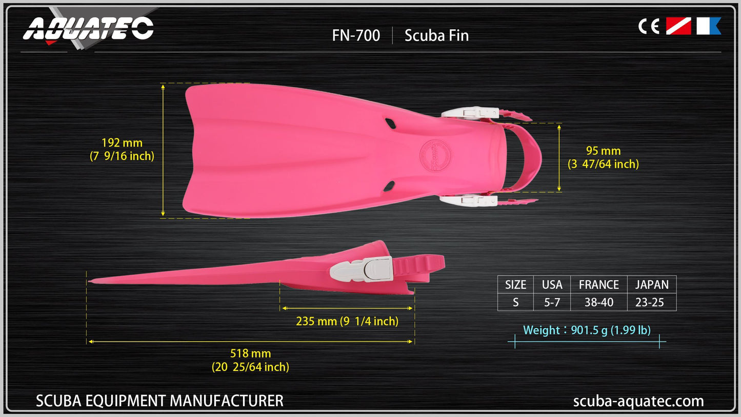 Aquatec FN-700S Double Hole Drainage Diving Flipper - Dive.VENTURES