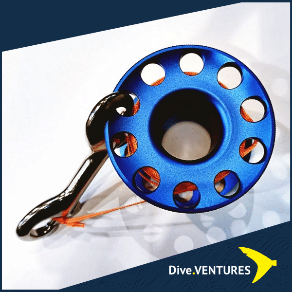 Dive DIY Aluminium Finger Spool with 30m Flat Line and Stainless Steel Double Ended