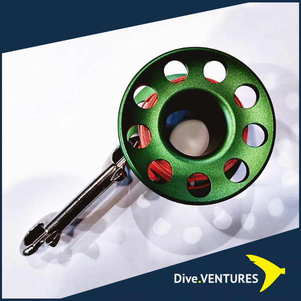 Dive DIY Aluminium Finger Spool with 30m Flat Line and Stainless Steel Double Ended