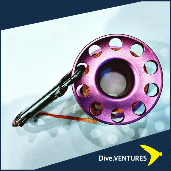 Dive DIY Aluminium Finger Spool with 30m Flat Line and Stainless Steel Double Ended