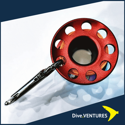 Dive DIY Aluminium Finger Spool with 30m Flat Line and Stainless Steel Double Ended