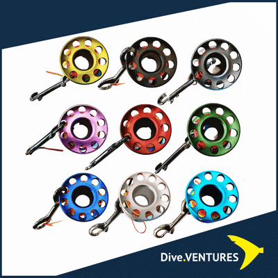 Dive DIY Aluminium Finger Spool with 30m Flat Line and Stainless Steel Double Ended