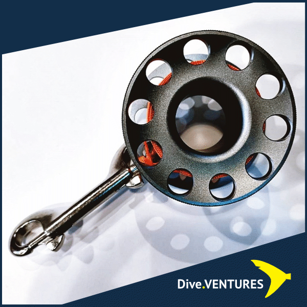 Dive DIY Aluminium Finger Spool with 30m Flat Line and Stainless Steel Double Ended