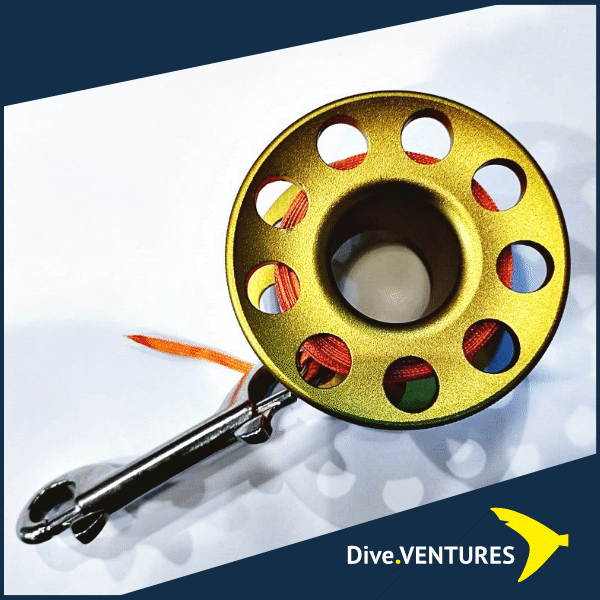 Dive DIY Aluminium Finger Spool with 30m Flat Line and Stainless Steel Double Ended